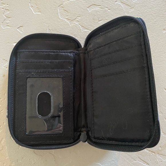 Vera Bradley Wristlet Wallet Black Leaves and Flowers - Picture 4 of 7